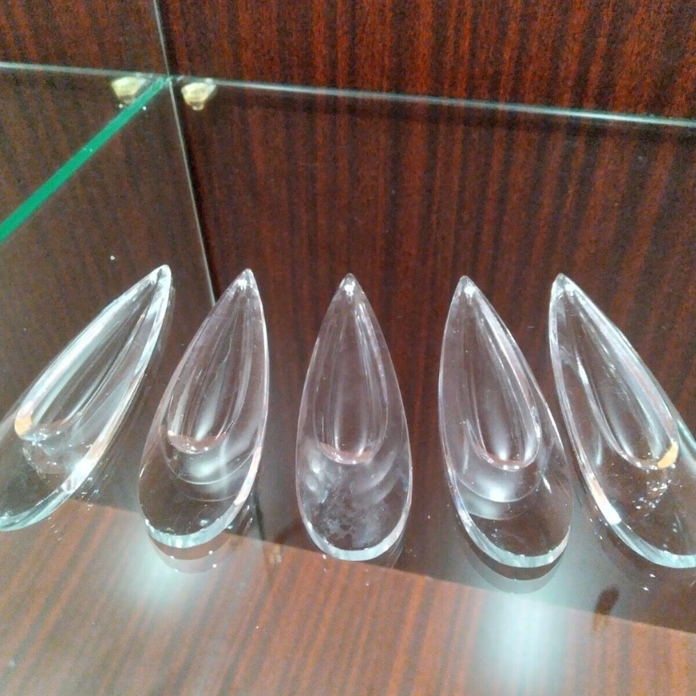 Chandelier Part Large Elongated Teardrop Shaped Pendants - Set of 5